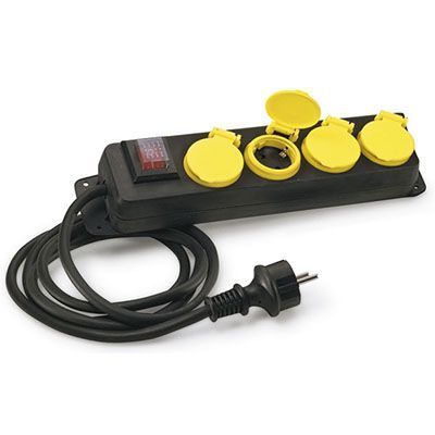 TAYG 834004 BASE MULTIPLE 4 IP44 2 MT GOMA 2P+T CON INTERRUPTOR