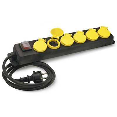 TAYG 836008 BASE MULTIPLE 6 IP44 2 MT GOMA 2P+T CON INTERRUPTOR